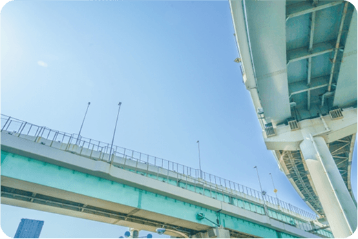 Underside of a large bridge